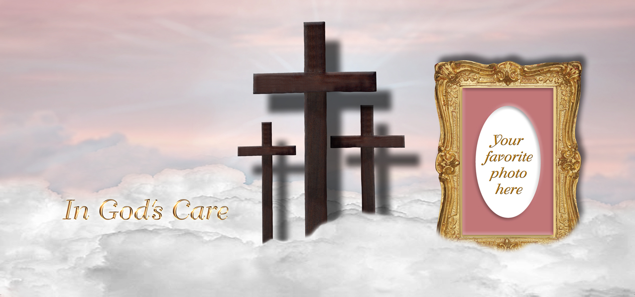 In Gods Care Clouds (3 Crosses) Pink